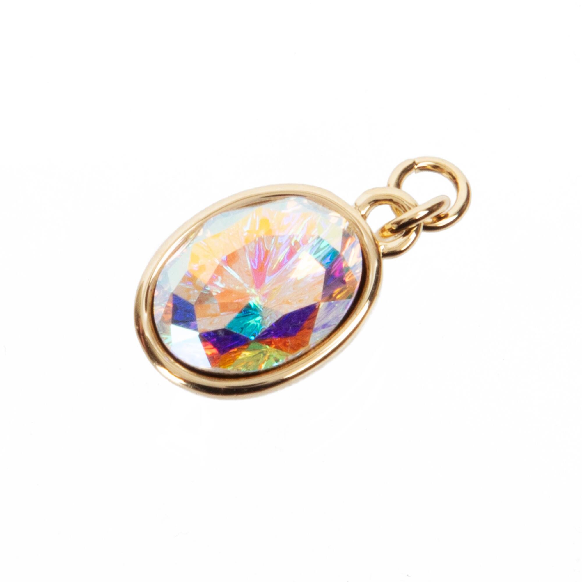 12 Pack: 14K Gold Plated AB Austrian Crystal Oval Charm by Bead Landing™